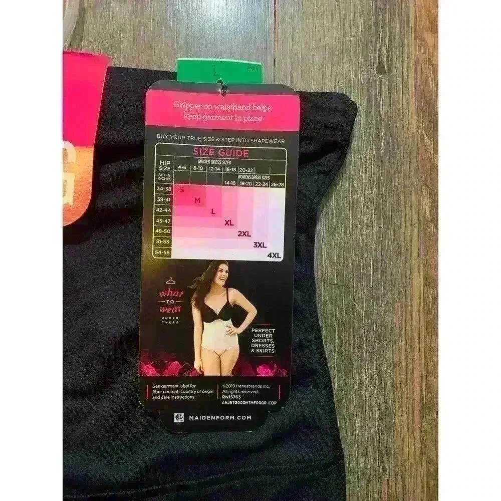 Maidenform Firm Control‎ High Waist Shaping Brief Underwear Size L Black FL1854